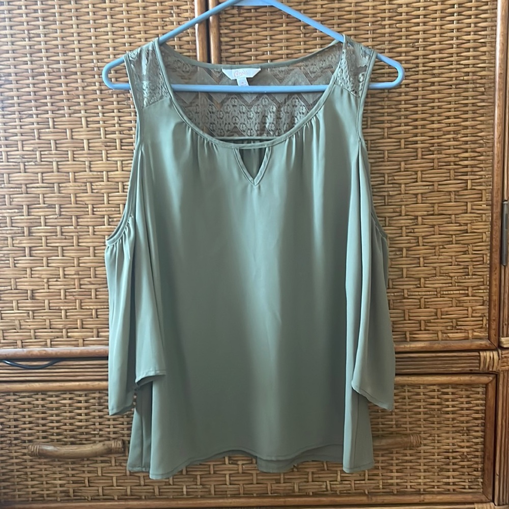 Olive green cold shoulder blouse